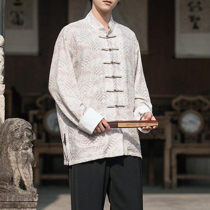 Koszula męska z długim rękawem i kieszeniami, z nadrukiem Buddha Stones i kwiatowym wzorem - image 14