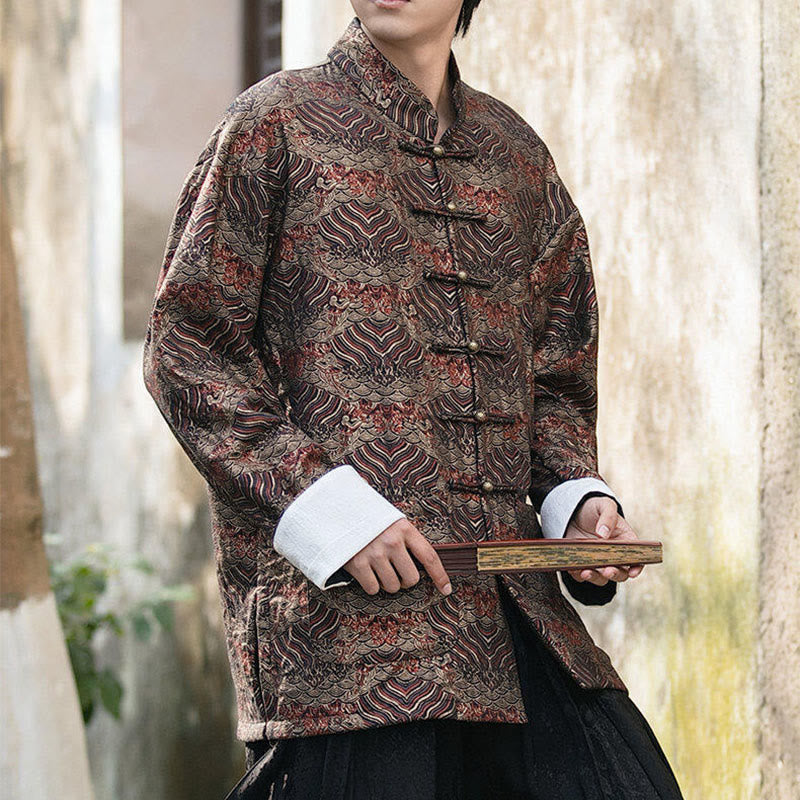 Koszula męska z długim rękawem i kieszeniami, z nadrukiem Buddha Stones i kwiatowym wzorem - image 19