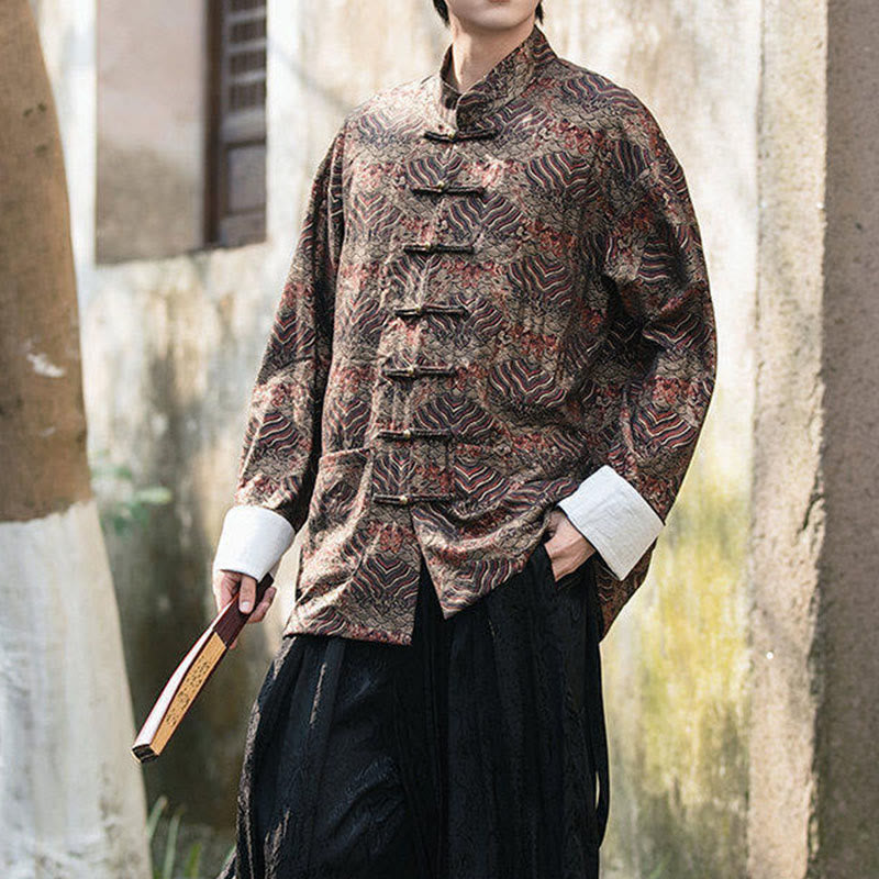 Koszula męska z długim rękawem i kieszeniami, z nadrukiem Buddha Stones i kwiatowym wzorem - image 18