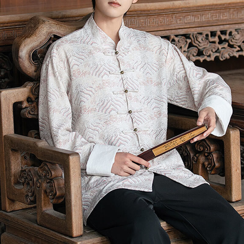 Koszula męska z długim rękawem i kieszeniami, z nadrukiem Buddha Stones i kwiatowym wzorem - image 15