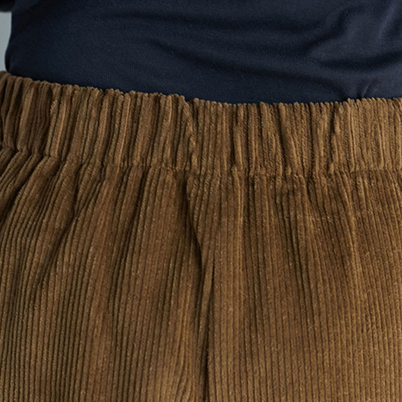 Damskie spodnie sztruksowe z szerokimi nogawkami i kieszeniami, z szerokimi nogawkami i gładkim zamkiem błyskawicznym z boku, z Buddha Stones - image 6