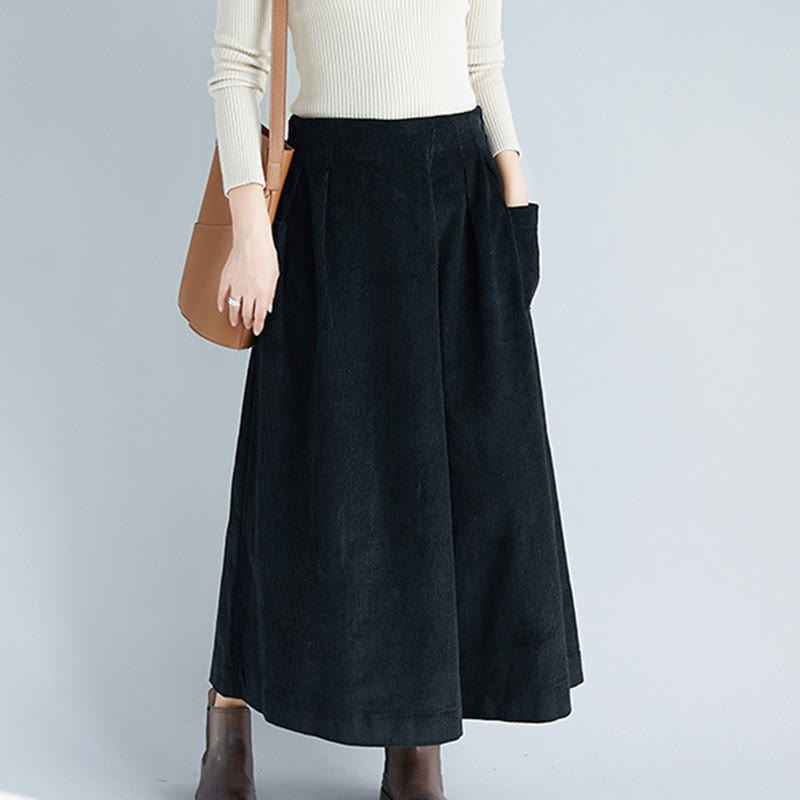 Damskie spodnie sztruksowe z szerokimi nogawkami i kieszeniami, z szerokimi nogawkami i gładkim zamkiem błyskawicznym z boku, z Buddha Stones - image 17