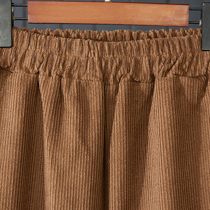 Damskie spodnie haremowe z bawełny sztruksowej z kieszeniami i Buddha Stones w kolorze peruwiańskim, z grubym wzorem - image 2