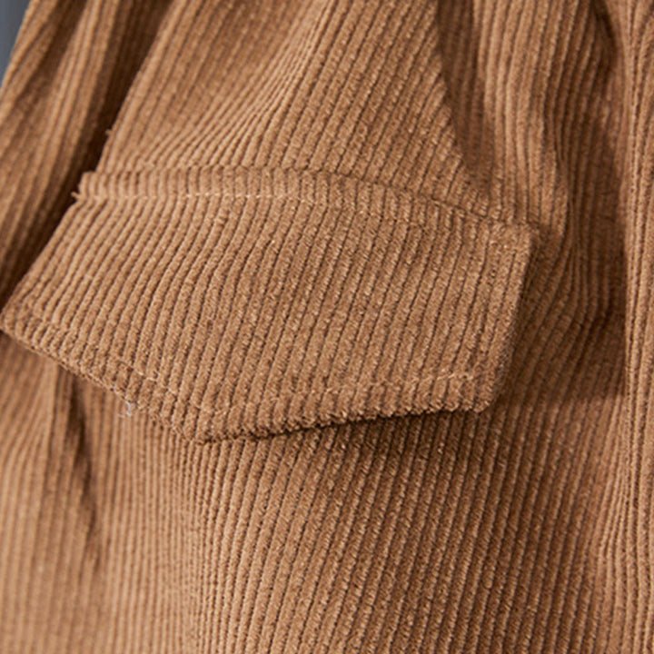 Damskie spodnie haremowe z bawełny sztruksowej z kieszeniami i Buddha Stones w kolorze peruwiańskim, z grubym wzorem - image 4