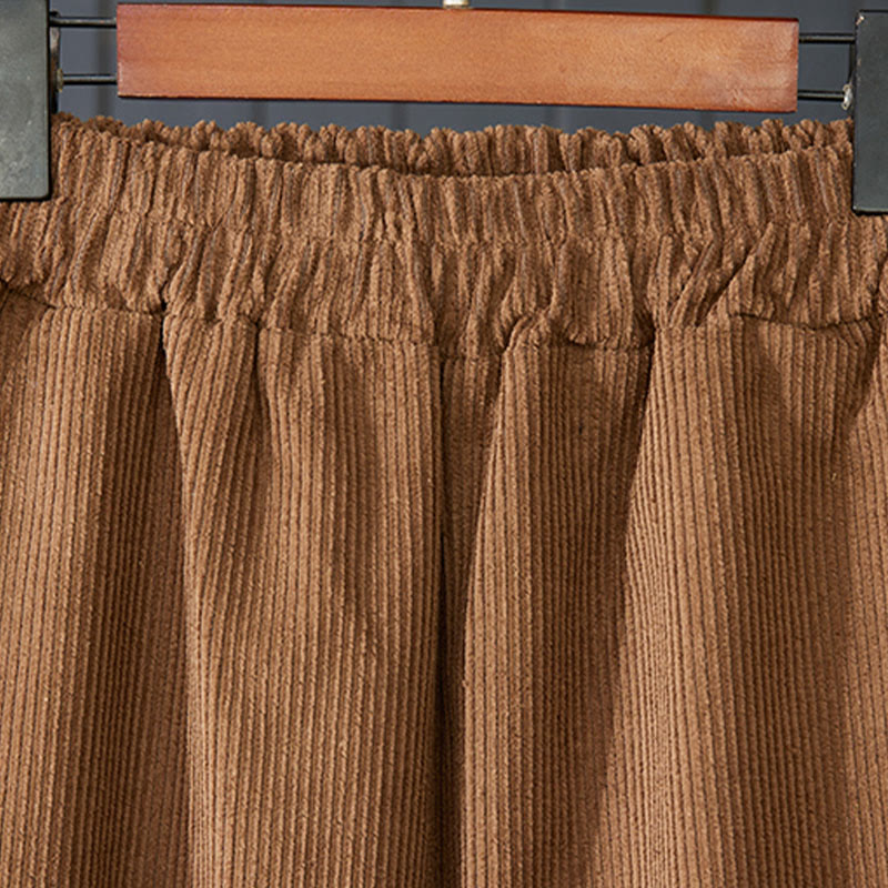 Damskie spodnie haremowe z bawełny sztruksowej z kieszeniami i Buddha Stones w kolorze peruwiańskim, z grubym wzorem - image 2