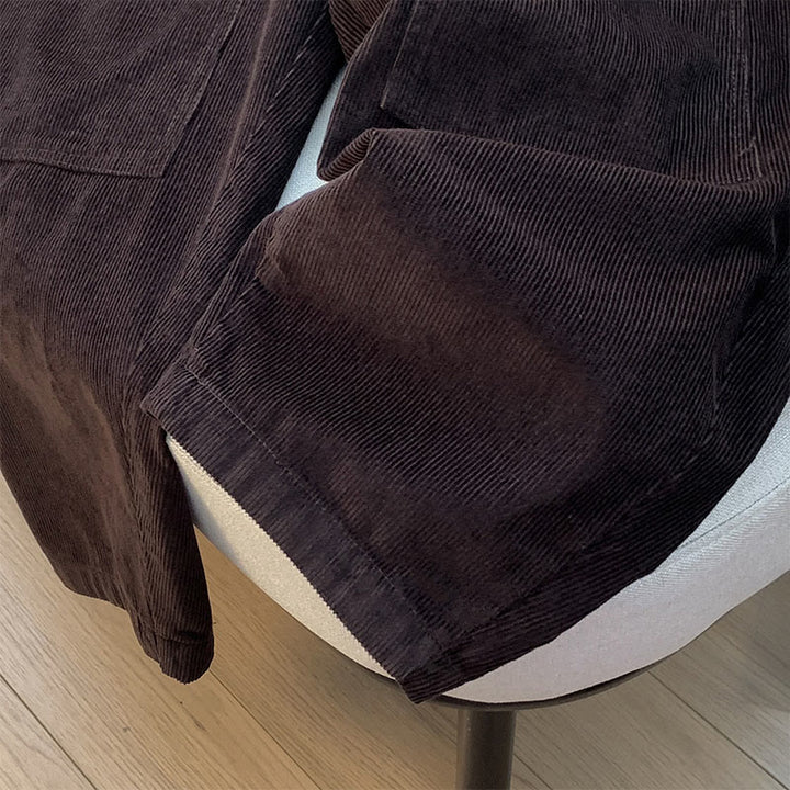 Damskie spodnie haremowe z bawełny sztruksowej z ściągaczem i kieszeniami, w jednolitym kolorze, z motywem Buddha Stones - image 2