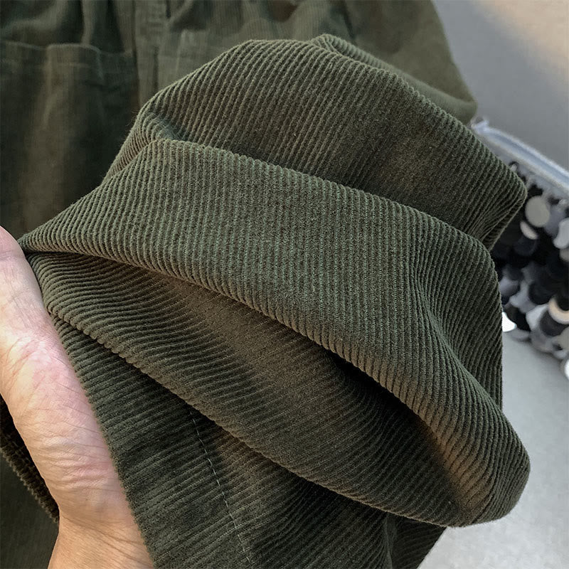 Damskie spodnie haremowe z bawełny sztruksowej z ściągaczem i kieszeniami, w jednolitym kolorze, z motywem Buddha Stones - image 12