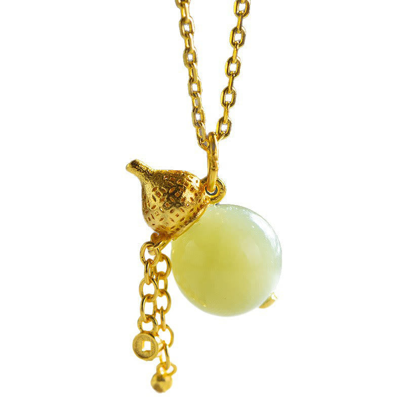 Naszyjnik z Buddha Stones" ze srebra próby 925 i tykwy z jadeitu hetian, symbolizującego szczęście i obfitość - image 4