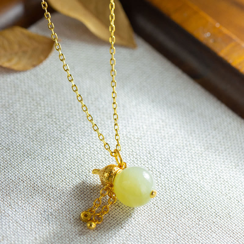 Naszyjnik z Buddha Stones" ze srebra próby 925 i tykwy z jadeitu hetian, symbolizującego szczęście i obfitość - image 2