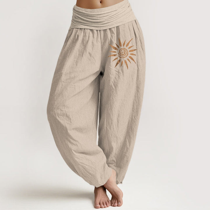 Damskie spodnie haremowe z elastycznej bawełny z motywem spirali w kształcie Buddha Stones i słonecznym wzorem - Dębnik - US22, UK/AU26, EU54 (6XL) - image 11