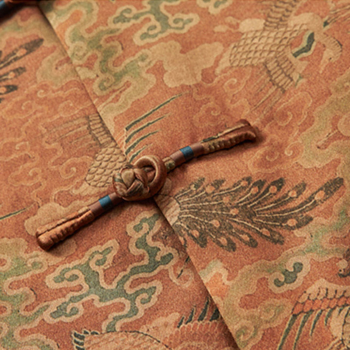 Buddha Stones 100% jedwab morwowy 30 Momme Phoenix Auspicious Clouds Kurtka męska z długim rękawem - image 7