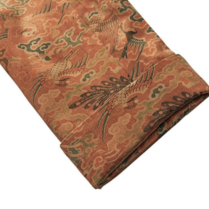 Buddha Stones 100% jedwab morwowy 30 Momme Phoenix Auspicious Clouds Kurtka męska z długim rękawem - image 11