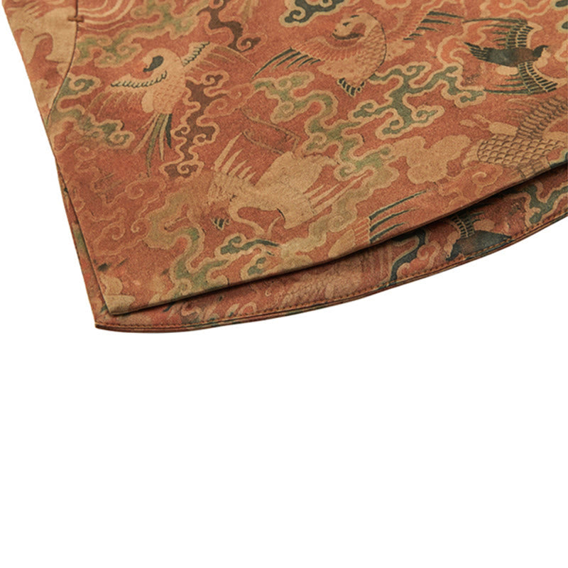 Buddha Stones 100% jedwab morwowy 30 Momme Phoenix Auspicious Clouds Kurtka męska z długim rękawem - image 9