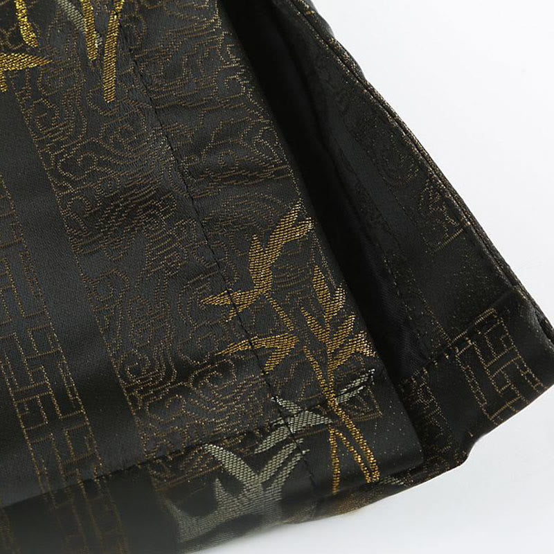 Kurtka męska z długim rękawem i kieszeniami, z żakardowym żakardem i bambusowymi guzikami w kolorze złotym i Buddha Stones - image 11