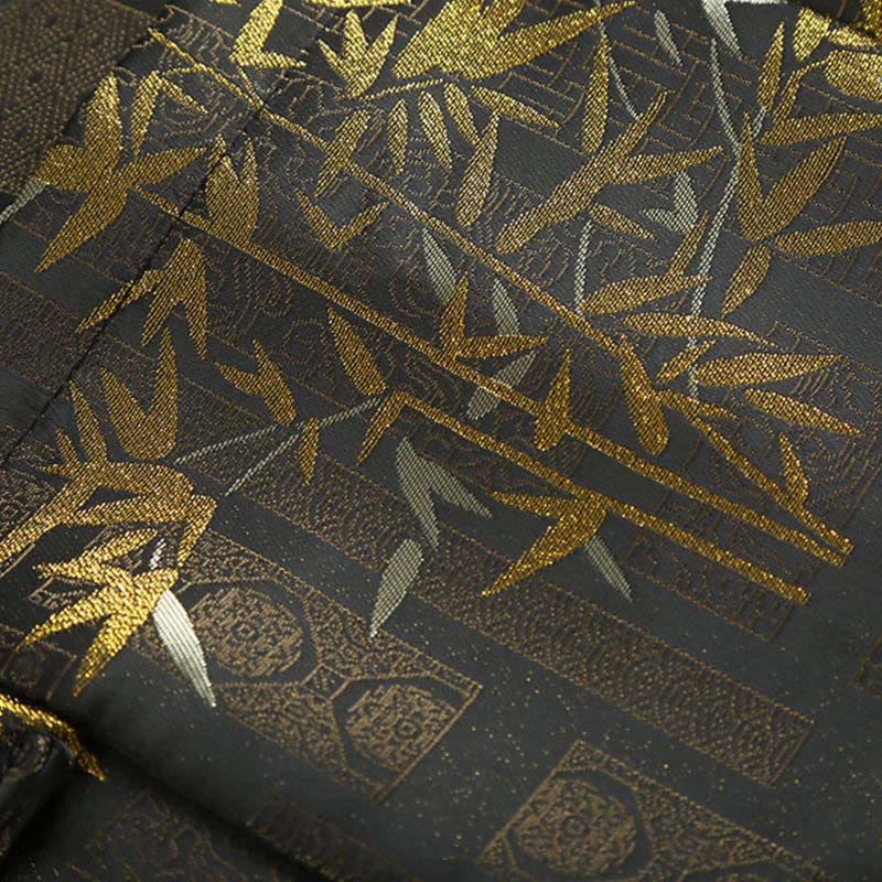 Kurtka męska z długim rękawem i kieszeniami, z żakardowym żakardem i bambusowymi guzikami w kolorze złotym i Buddha Stones - image 9