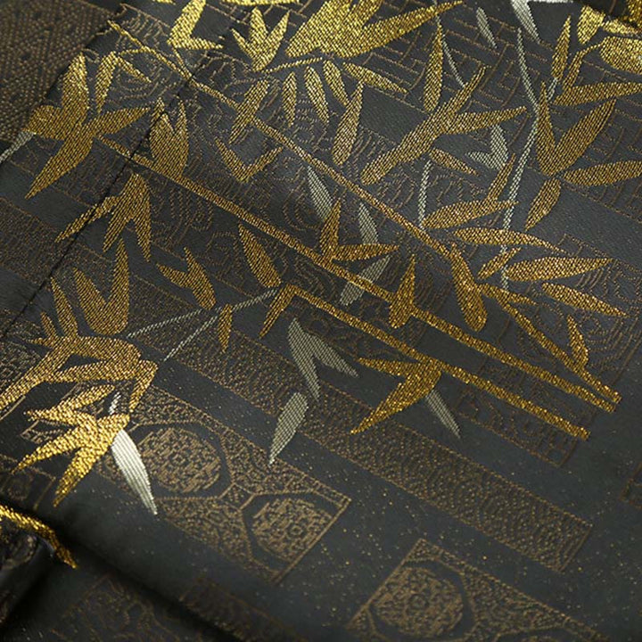 Kurtka męska z długim rękawem i kieszeniami, z żakardowym żakardem i bambusowymi guzikami w kolorze złotym i Buddha Stones - image 9