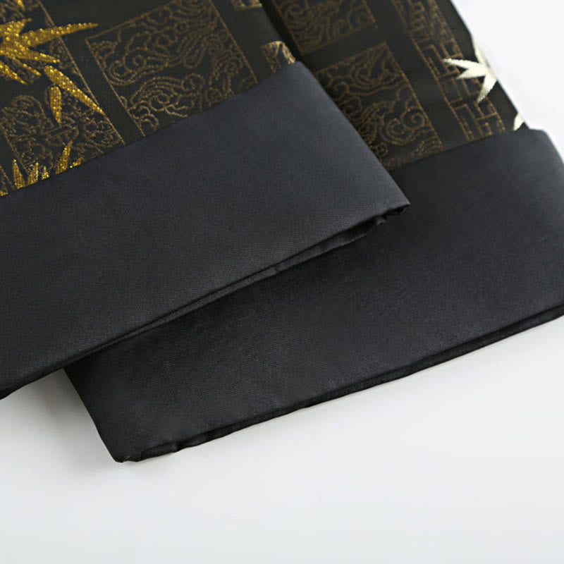 Kurtka męska z długim rękawem i kieszeniami, z żakardowym żakardem i bambusowymi guzikami w kolorze złotym i Buddha Stones - image 10