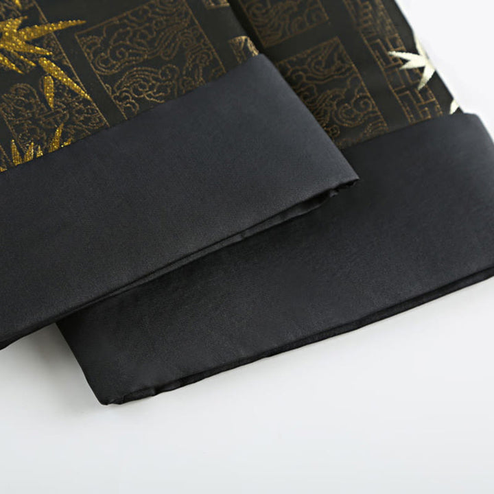 Kurtka męska z długim rękawem i kieszeniami, z żakardowym żakardem i bambusowymi guzikami w kolorze złotym i Buddha Stones - image 10