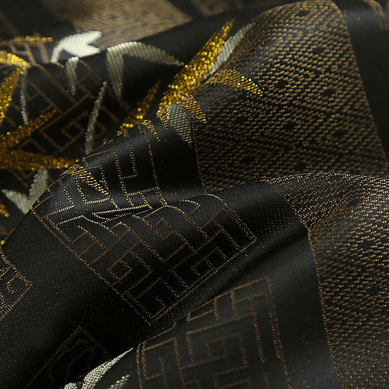 Kurtka męska z długim rękawem i kieszeniami, z żakardowym żakardem i bambusowymi guzikami w kolorze złotym i Buddha Stones - image 12