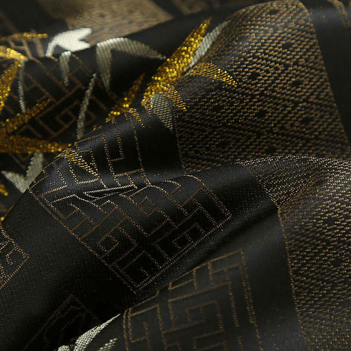 Kurtka męska z długim rękawem i kieszeniami, z żakardowym żakardem i bambusowymi guzikami w kolorze złotym i Buddha Stones - image 12