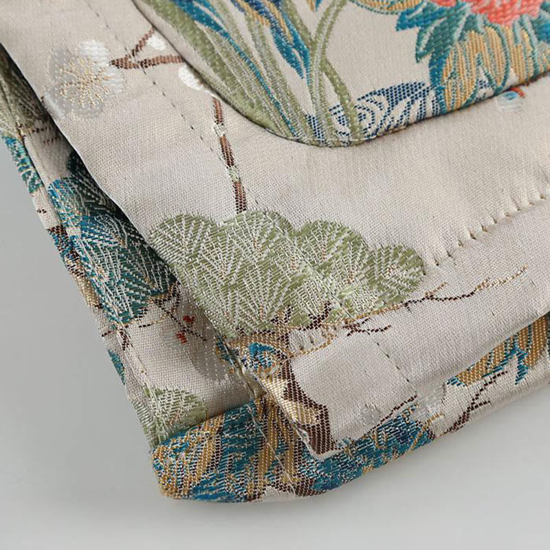 Kurtka męska z długim rękawem i kieszeniami, z motywem kaczki mandarynki i piwonii, z guzikami i Buddha Stones - image 7