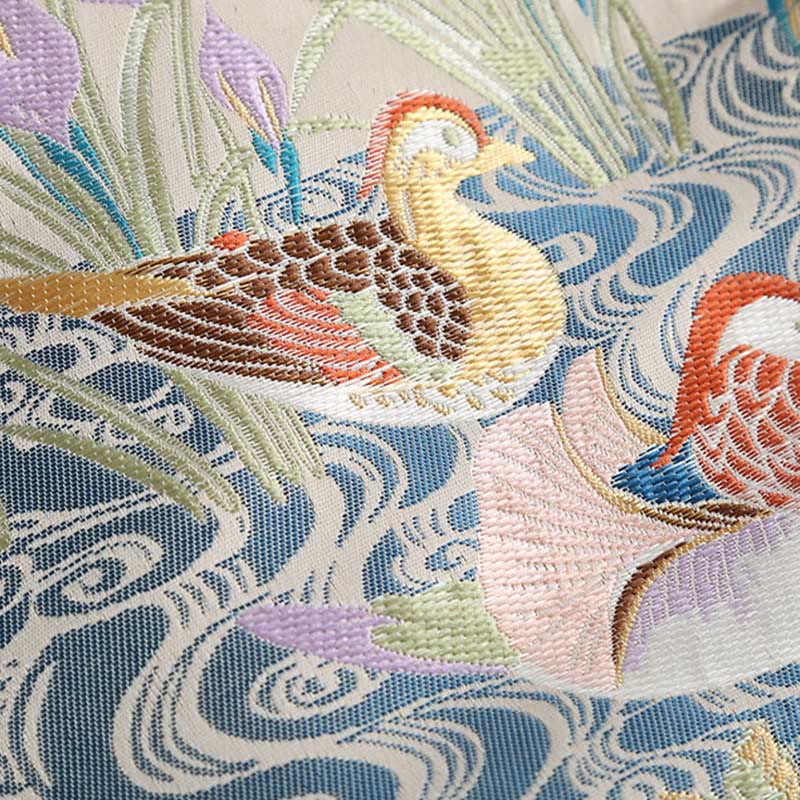 Kurtka męska z długim rękawem i kieszeniami, z motywem kaczki mandarynki i piwonii, z guzikami i Buddha Stones - image 8