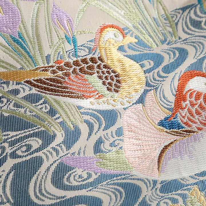 Kurtka męska z długim rękawem i kieszeniami, z motywem kaczki mandarynki i piwonii, z guzikami i Buddha Stones - image 8