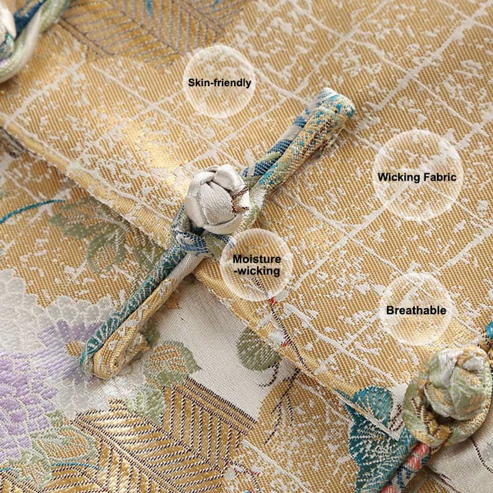 Kurtka męska z długim rękawem i kieszeniami, z motywem kaczki mandarynki i piwonii, z guzikami i Buddha Stones - image 5