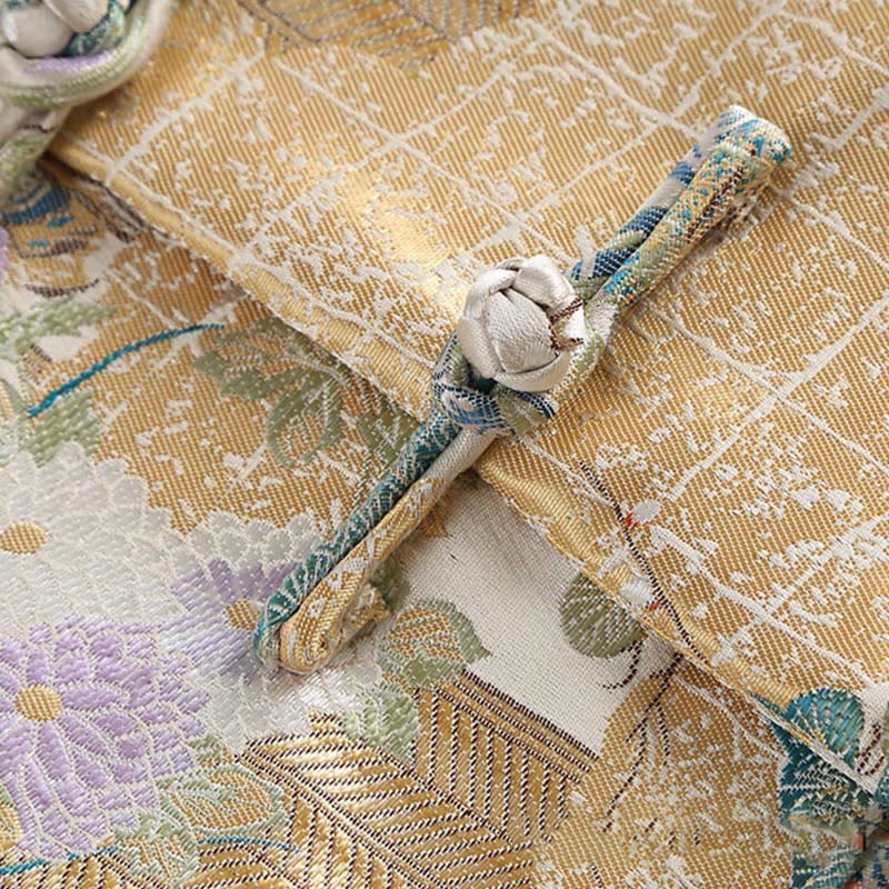 Kurtka męska z długim rękawem i kieszeniami, z motywem kaczki mandarynki i piwonii, z guzikami i Buddha Stones - image 11