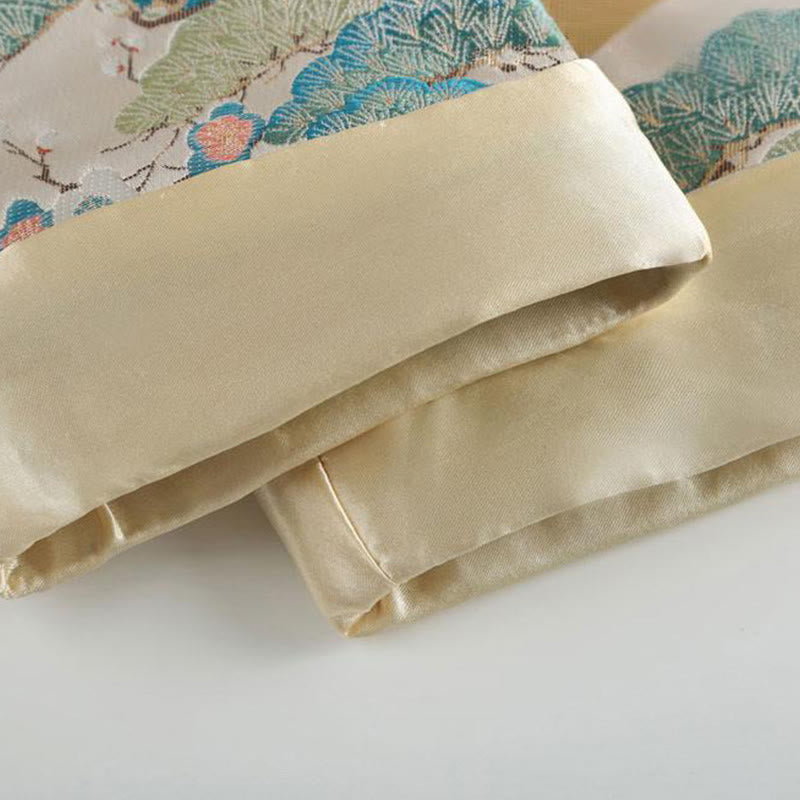 Kurtka męska z długim rękawem i kieszeniami, z motywem kaczki mandarynki i piwonii, z guzikami i Buddha Stones - image 12