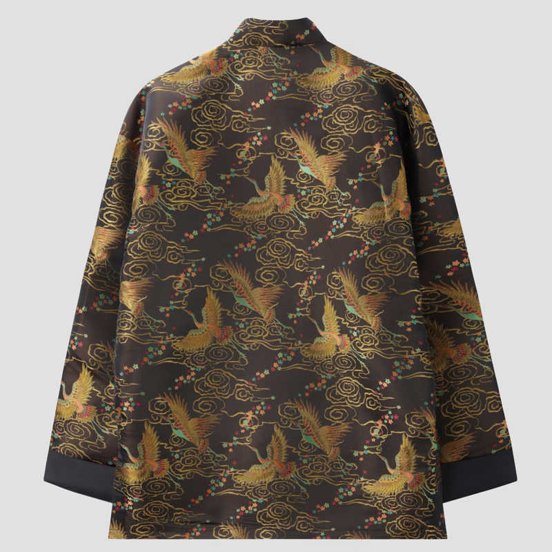 Buddha Stones, kolorowe chmury feniksa, pomyślne chmury, żaba, guziki, męska kurtka z długim rękawem i kieszeniami - image 1