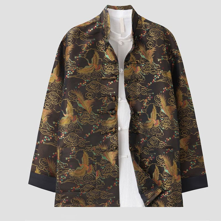 Buddha Stones, kolorowe chmury feniksa, pomyślne chmury, żaba, guziki, męska kurtka z długim rękawem i kieszeniami - image 2