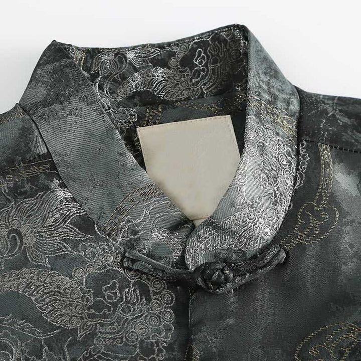 Kurtka męska z długim rękawem i kieszeniami , z Buddha Stones Kirin Mountains i żabą - image 3