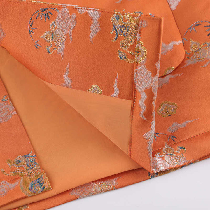 Buddha Stones Pomarańczowy Kirin Pomyślne Chmury Żabka-Guzik Męska Kurtka Długi Rękaw Z Kieszeniami - image 8