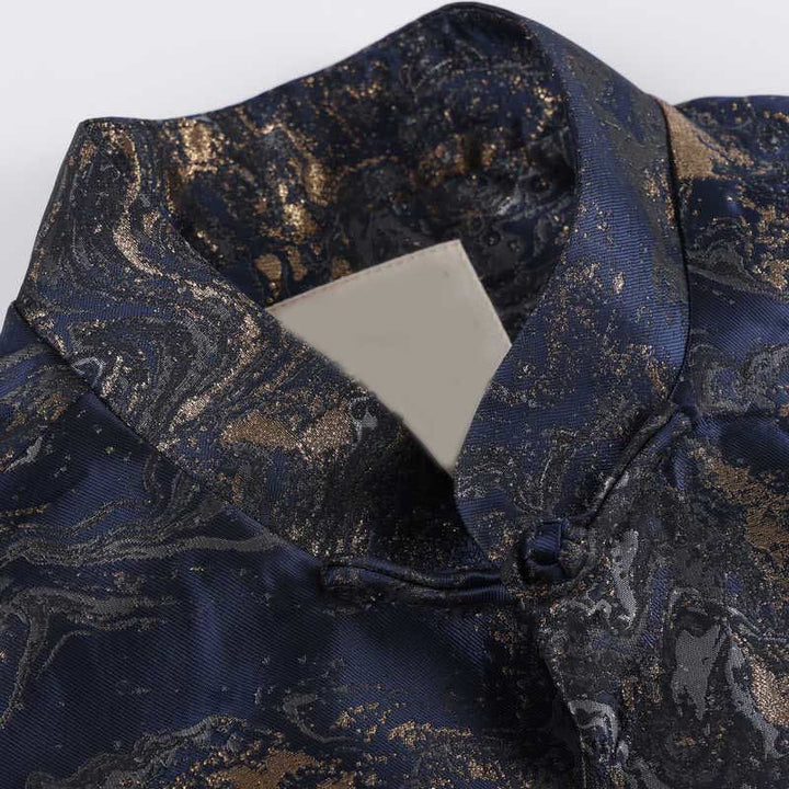 Buddha Stones, niebieskie, płynące góry, żaba, guziki, męska kurtka z długim rękawem i kieszeniami - image 4