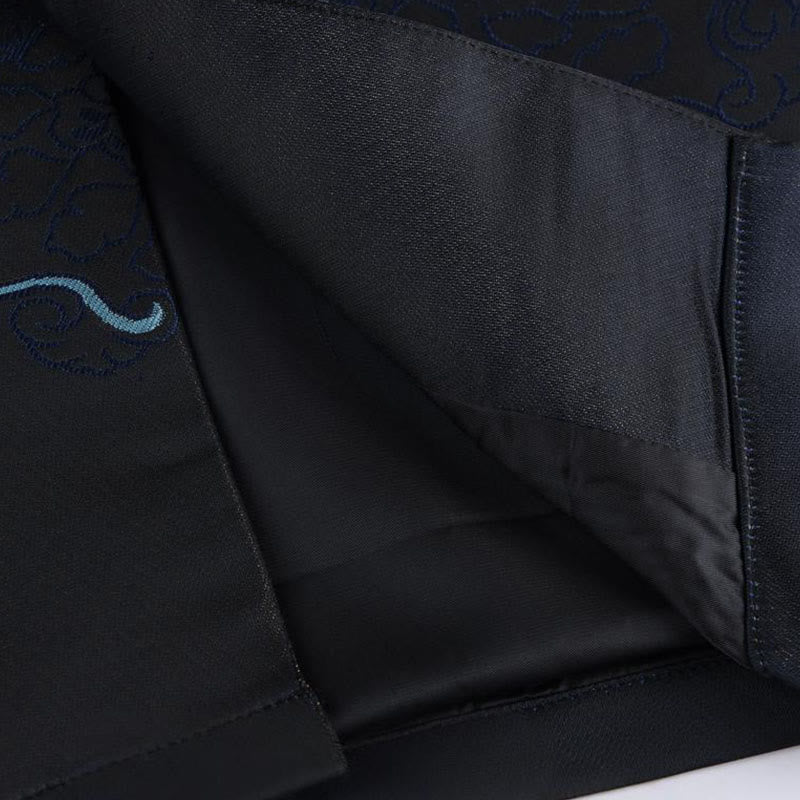 Buddha Stones, złote, pustynne, niebieskie kwiaty, męska kurtka z długim rękawem i kieszeniami, zapinana na guziki i guziki - image 9