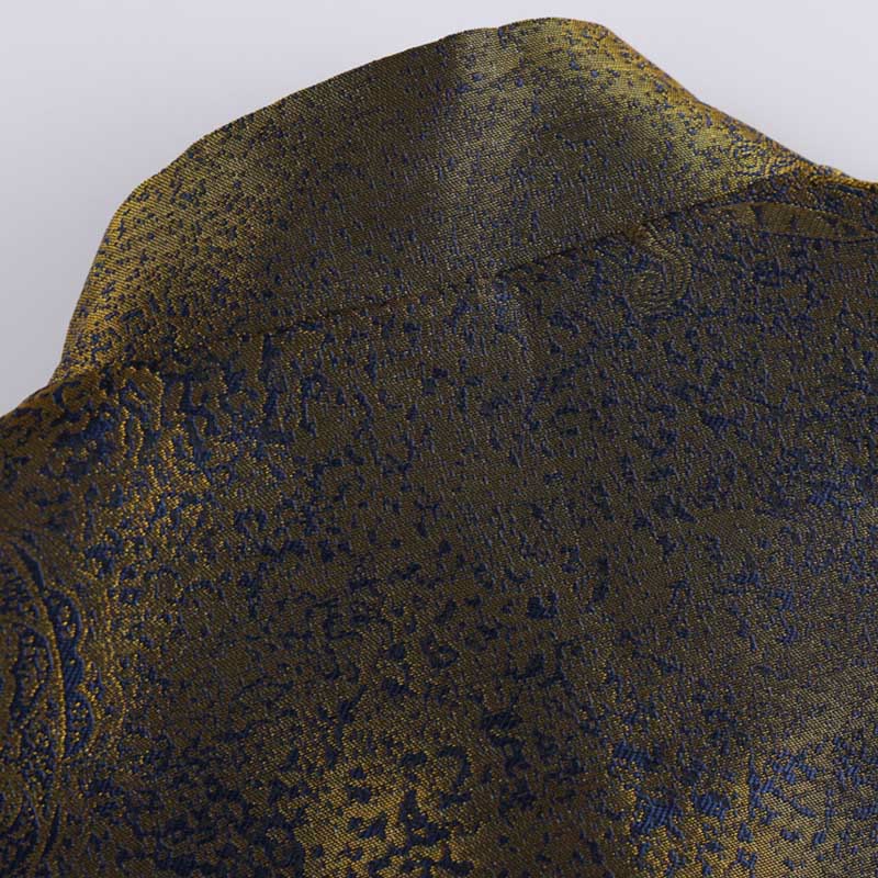 Buddha Stones, złote, pustynne, niebieskie kwiaty, męska kurtka z długim rękawem i kieszeniami, zapinana na guziki i guziki - image 5