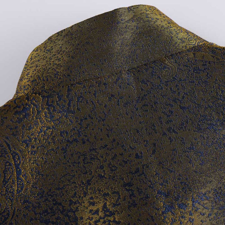 Buddha Stones, złote, pustynne, niebieskie kwiaty, męska kurtka z długim rękawem i kieszeniami, zapinana na guziki i guziki - image 5