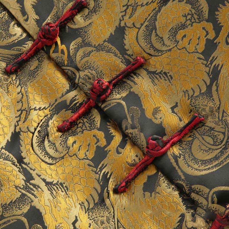 Kurtka męska z długim rękawem i kieszeniami, zimowa, żakardowa, z motywem smoka i żaby, z Buddha Stones - image 7