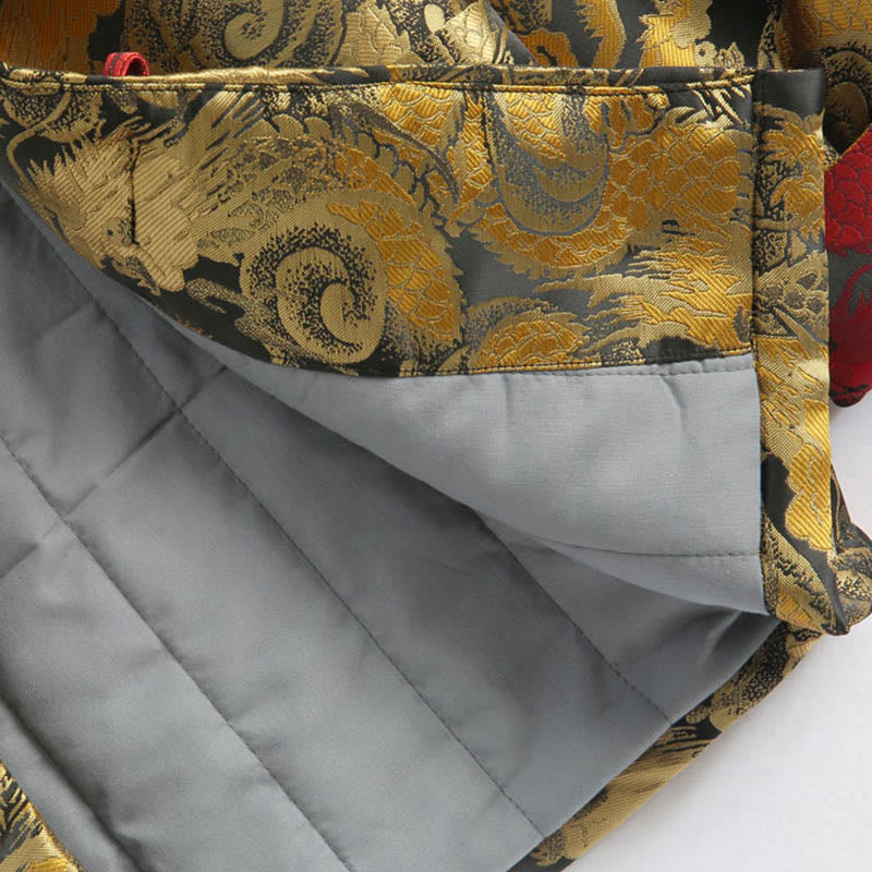 Kurtka męska z długim rękawem i kieszeniami, zimowa, żakardowa, z motywem smoka i żaby, z Buddha Stones - image 12