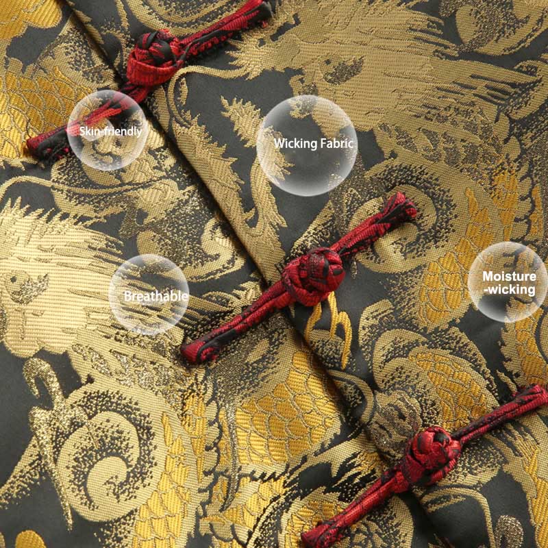 Kurtka męska z długim rękawem i kieszeniami, zimowa, żakardowa, z motywem smoka i żaby, z Buddha Stones - image 6