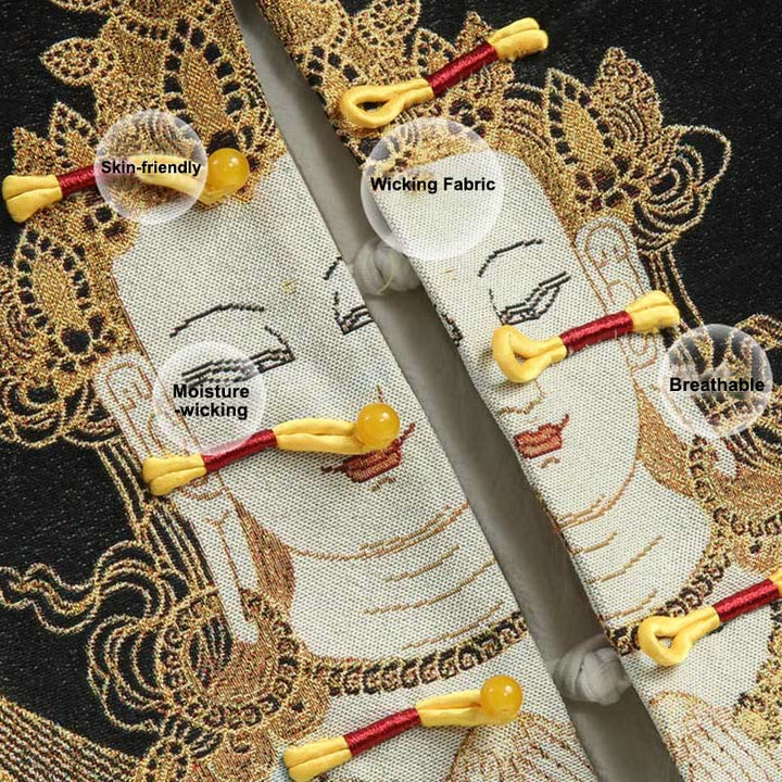 Kurtka męska z długim rękawem i guzikami z motywem żaby Guanyin z Buddha Stones Awalokiteśwary - image 5