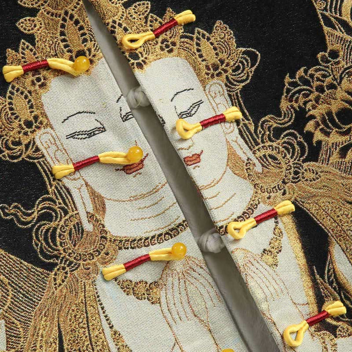 Kurtka męska z długim rękawem i guzikami z motywem żaby Guanyin z Buddha Stones Awalokiteśwary - image 6