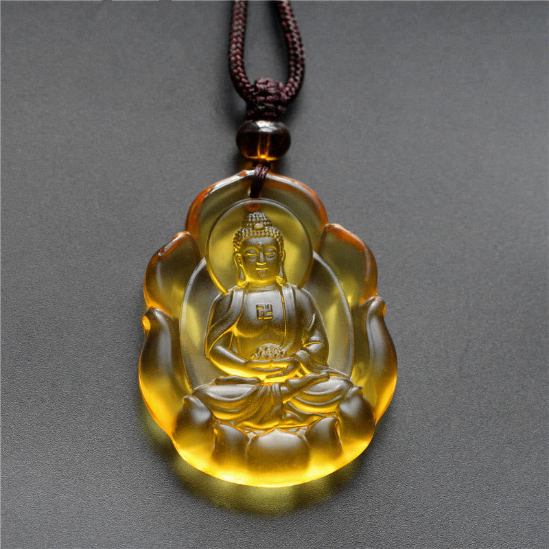 Naszyjnik z Buddha Stones Liuli Crystal z chińskim znakiem zodiaku, ochrona narodzin Buddy - Pies/Świnia-Amitabha Budda - image 11