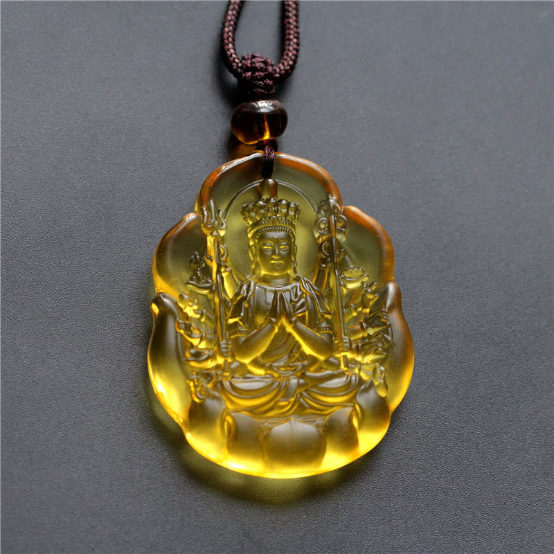 Naszyjnik z Buddha Stones Liuli Crystal z chińskim znakiem zodiaku, ochrona narodzin Buddy - Szczur-Tysiącramienny Awalokiteśwara - image 1