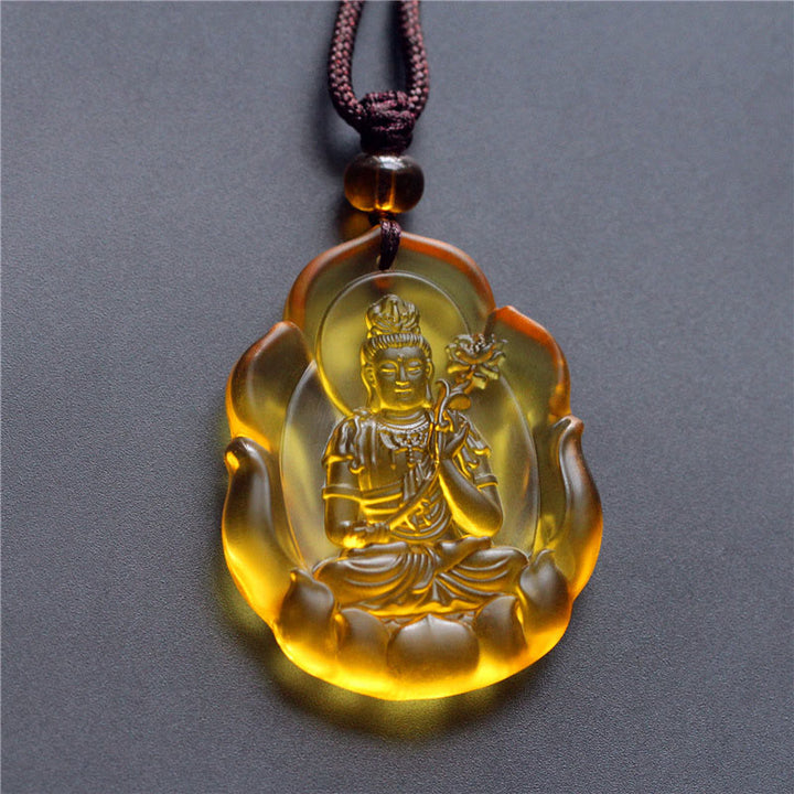 Naszyjnik z Buddha Stones Liuli Crystal z chińskim znakiem zodiaku, ochrona narodzin Buddy - Koń-Mahasattwa Bodhisattwa - image 0