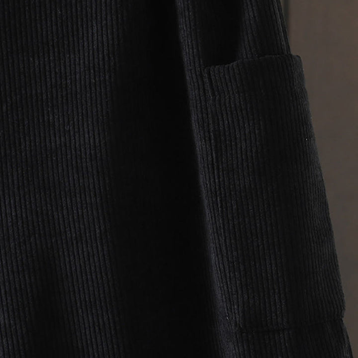 Damskie spodnie z szerokimi nogawkami, z bawełny sztruksowej i kieszeniami, z podszewką z polaru Buddha Stones i wysokim stanem - image 13