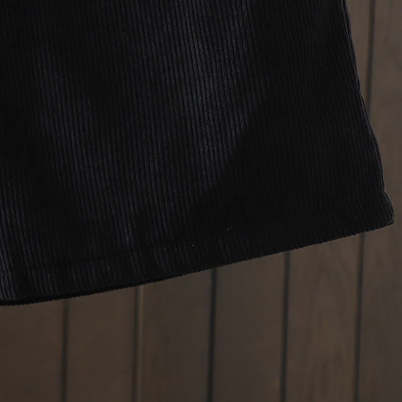 Damskie spodnie z szerokimi nogawkami, z bawełny sztruksowej i kieszeniami, z podszewką z polaru Buddha Stones i wysokim stanem - image 14