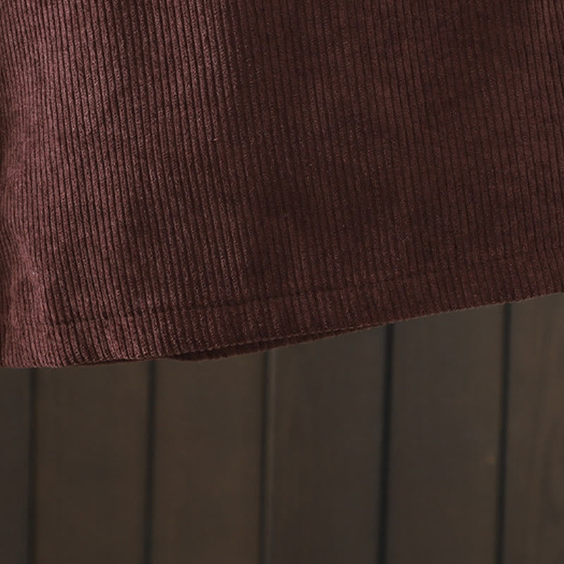 Damskie spodnie z szerokimi nogawkami, z bawełny sztruksowej i kieszeniami, z podszewką z polaru Buddha Stones i wysokim stanem - image 7