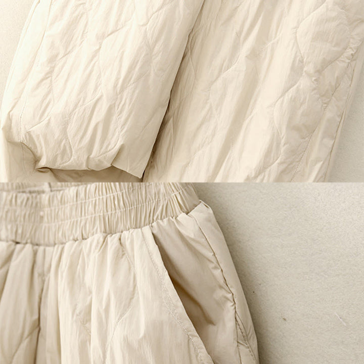 Damskie bawełniane spodnie termiczne Buddha Stones Winter Solid Color z kieszeniami - image 5